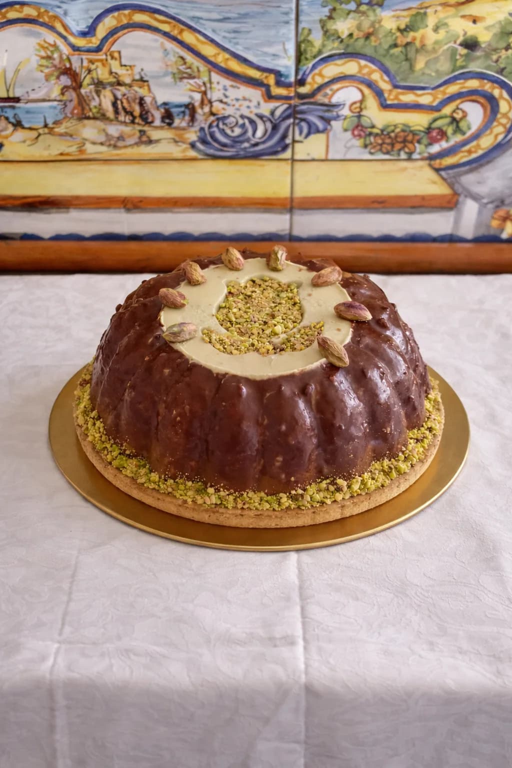 Custom chocolate and pistachio bundt cake